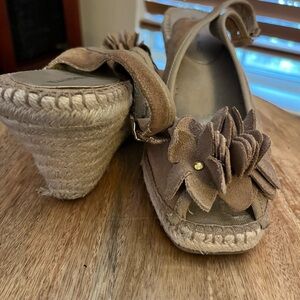 BCBG Floral Tan Espadrille Wedges